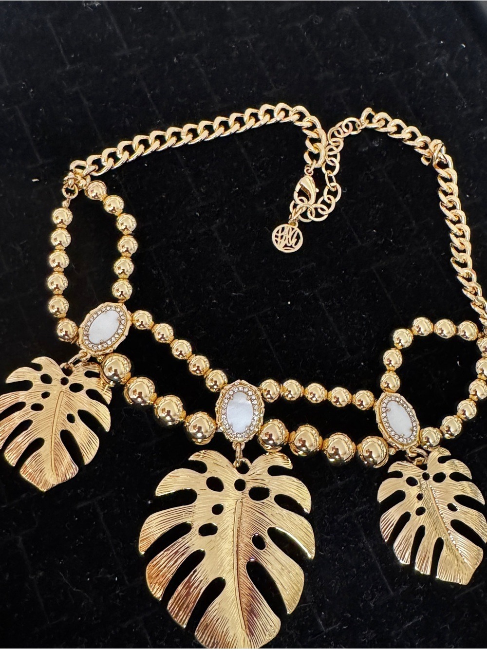 Lilly Pulitzer Gold-Tone Leaf Pendant Necklace with White Accents 138